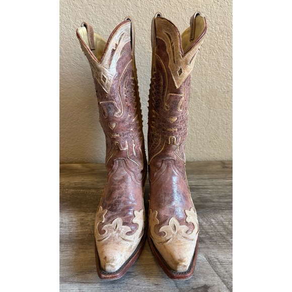 Corral Crackle Distressed Antique Saddle Western Womens Cowboy Boots - Picture 3 of 15